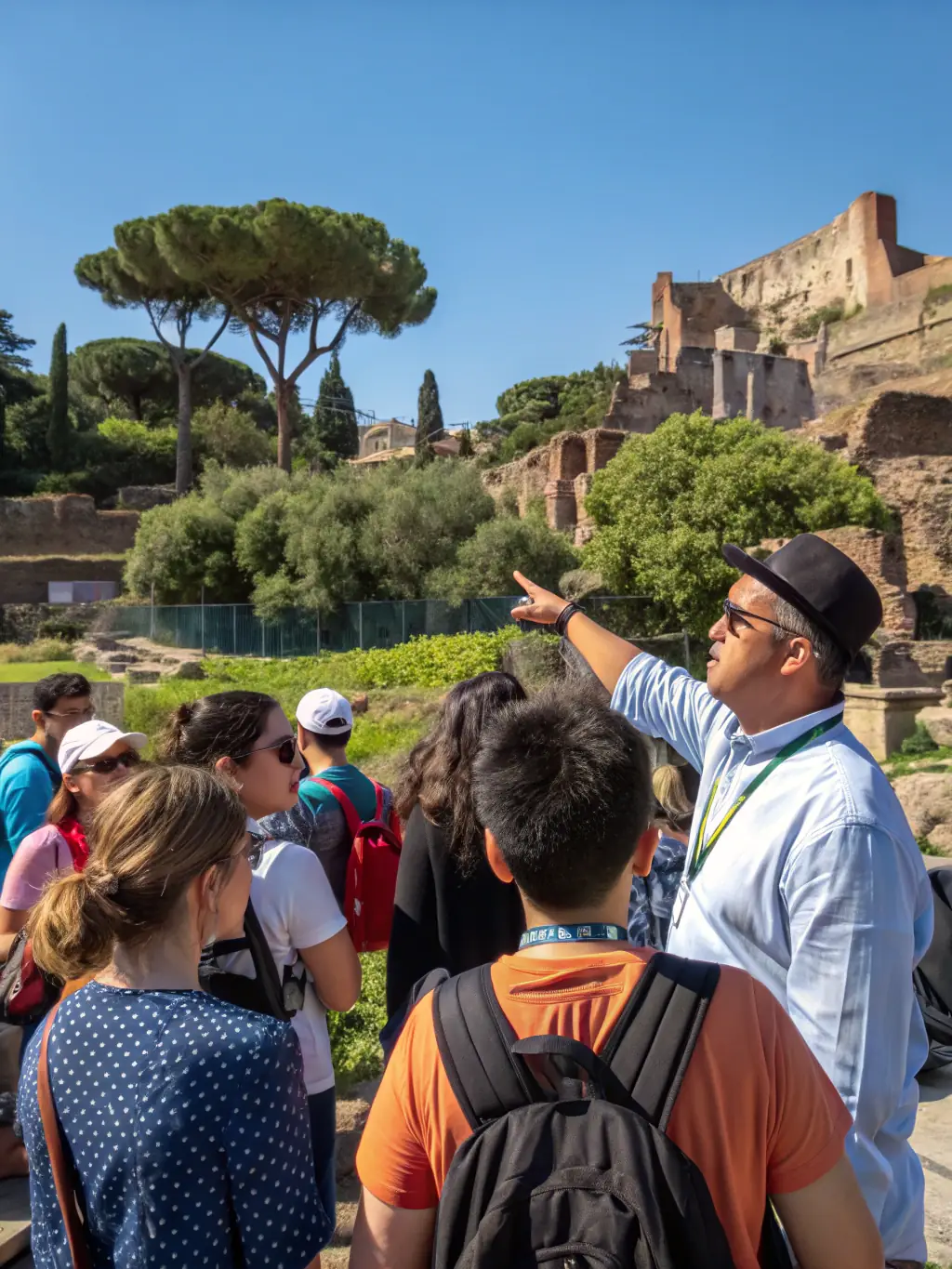 A picture of a guided tour group visiting a local historical site, with a knowledgeable guide explaining the significance of the landmark.