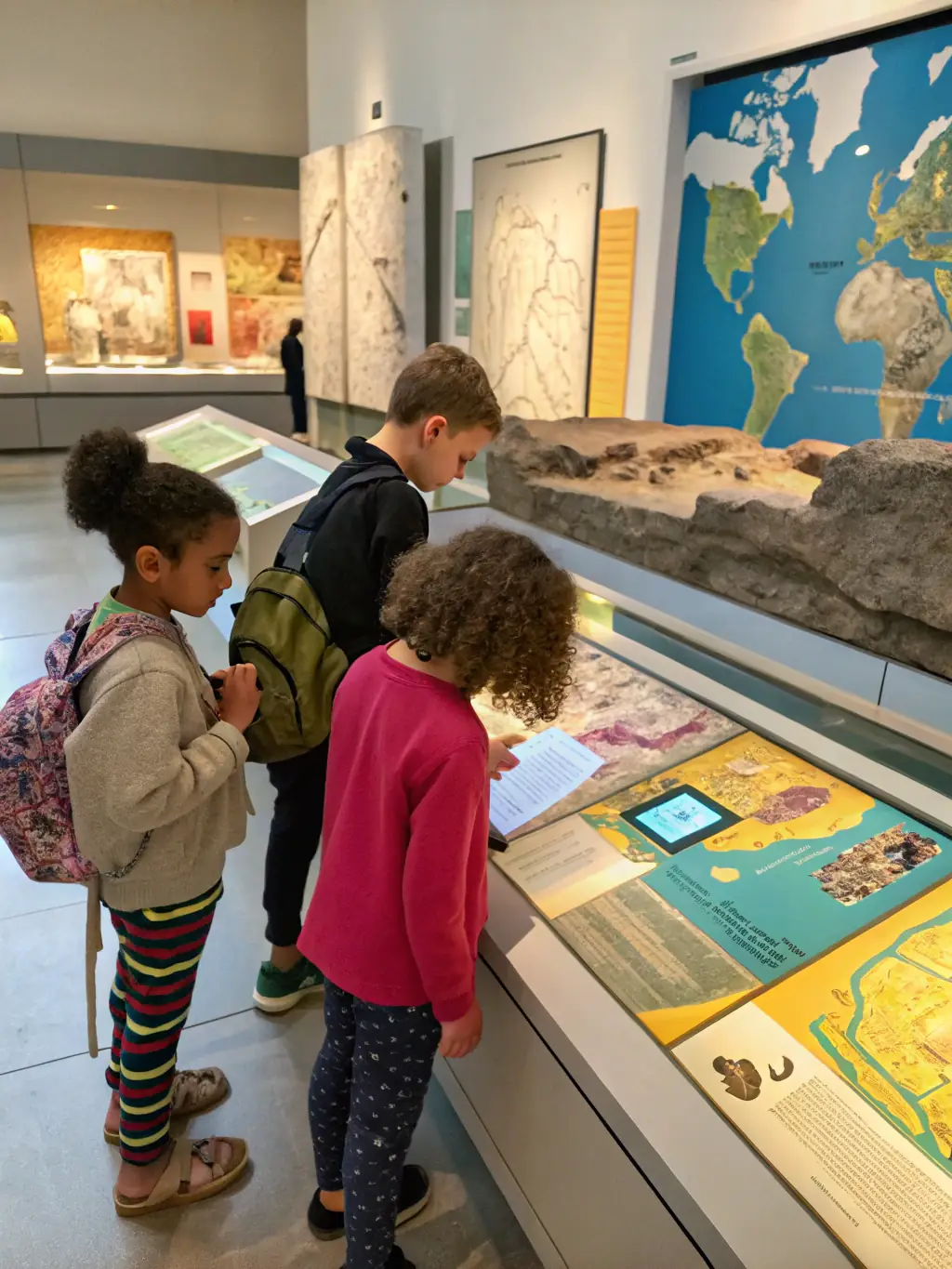 An image showing children participating in an educational program about local history, with interactive displays and activities.